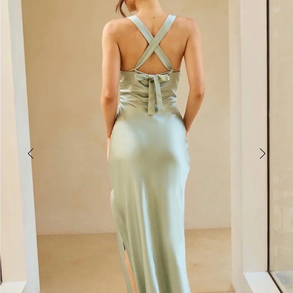 Hello Molly Backless Sage Maxi Dress - Picture 2 of 4